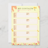 Bleke Gele Bloemen Mijn Contacten Blad Kaart (Voorkant)