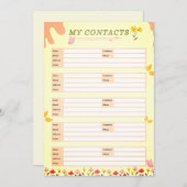 Bleke Gele Bloemen Mijn Contacten Blad Kaart (Voorkant / Achterkant)