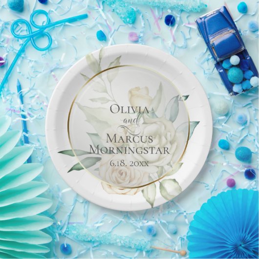 Bleke Gele Blush Rozen Zomerbruiloft Papieren Bordje (Feest)