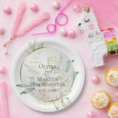 Bleke Gele Blush Rozen Zomerbruiloft Papieren Bordje (Feest)