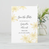 Bleke Gele Daisies Wedding Save the Date (Staand voorkant)