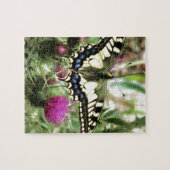 Bleke gele en blauwe vlinder legpuzzel (Horizontaal)
