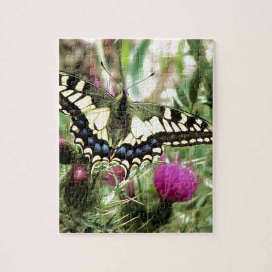 Bleke gele en blauwe vlinder legpuzzel (Verticaal)