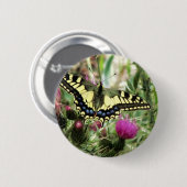 Bleke gele en blauwe vlinder ronde button 5,7 cm (Voorkant /achterkant)
