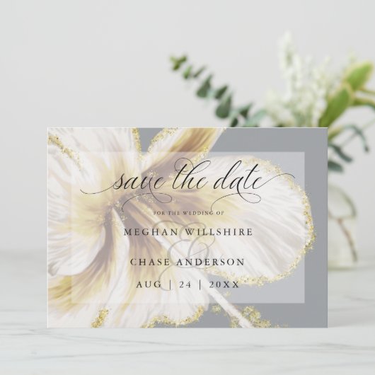 Bleke Gele en Ivoor Tropische Bloem Waterverf Save The Date (Staand voorkant)
