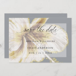 Bleke Gele en Ivoor Tropische Bloem Waterverf Save The Date