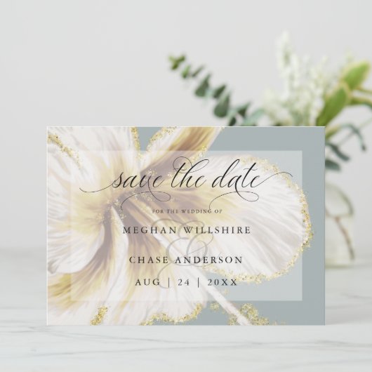 Bleke gele en ivoren tropische Waterverf S Save The Date (Staand voorkant)