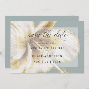 Bleke gele en ivoren tropische Waterverf S Save The Date