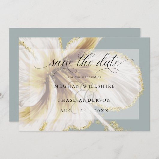 Bleke gele en ivoren tropische Waterverf S Save The Date (Voorkant / Achterkant)