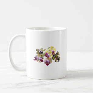 Bleke gele en magenta phalaenopsis orchideeën koffiemok