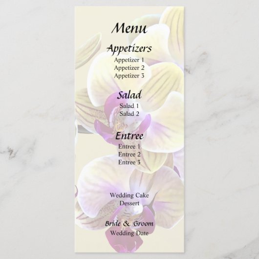 Bleke Gele en Magenta Phalaenopsis Orchideeën Menu (Voorkant)