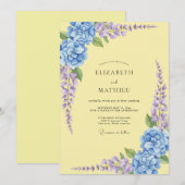 Bleke Gele Hortensia Eucalyptus Bruiloft Kaart (Voorkant / Achterkant)
