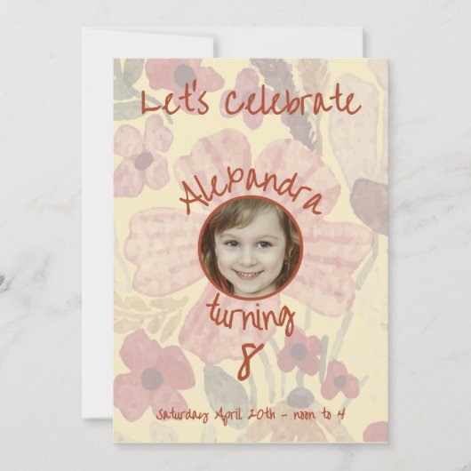 Bleke Gele Indische Rode Bloemen Waterverf Verjaar Kaart