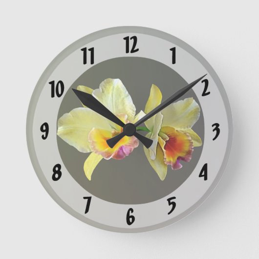 Bleke Gele Kattleya Orchids Square Wall klok (Voorkant)