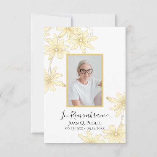 Bleke gele madeliefjes begrafenissympathie bedankkaart (Voorkant)