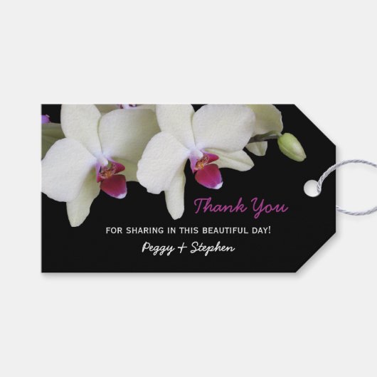 Bleke gele orchidee bruiloft gunst dank u cadeaulabel (Voorkant (Horizontaal))