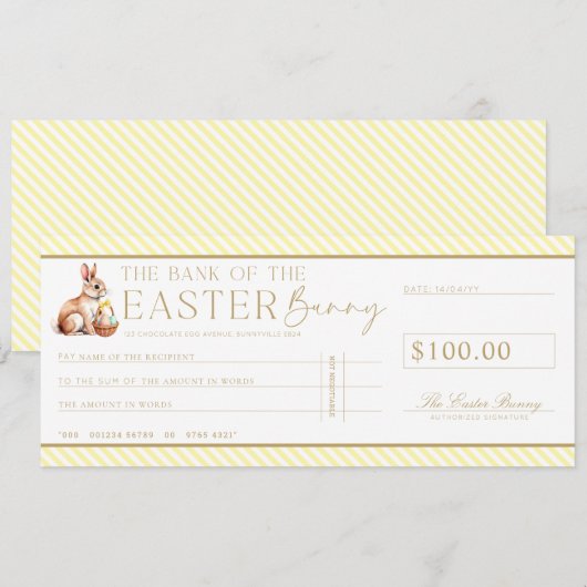 Bleke Gele Paascheque Cadeaubon Kaart (Voorkant / Achterkant)