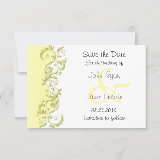 Bleke gele poka Dot - sparen de Datum Save The Date (Voorkant)
