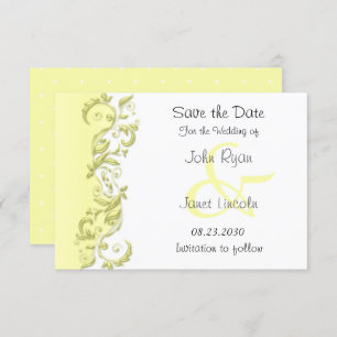 Bleke gele poka Dot - sparen de Datum Save The Date
