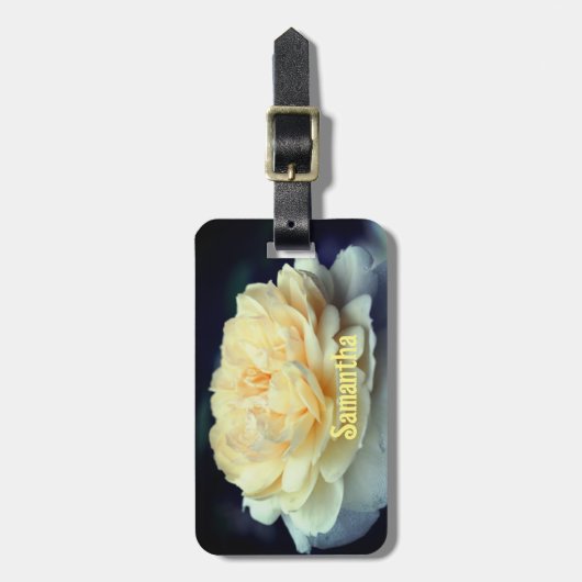 Bleke Gele Rom in Bloom gepersonaliseerd Bagagelabel (Voorkant verticaal)
