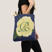 Bleke Gele Roos, Bruidsmeisje Monogram Boodschappe Tote Bag (Dichtbij)