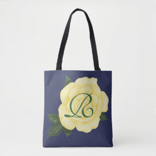 Bleke Gele Roos, Bruidsmeisje Monogram Tote Tassen