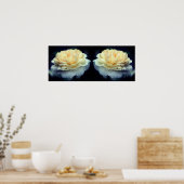 Bleke gele roos in bloesemspiegel Abstract Poster (Keuken)