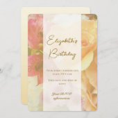 Bleke Gele Roos Verjaardag Uitnodiging Kaart (Voorkant / Achterkant)