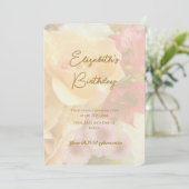 Bleke Gele Roos Verjaardag Uitnodiging Kaart (Staand voorkant)