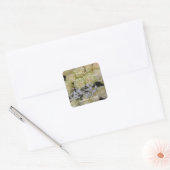 Bleke Gele Rozen Boeket, bruiloft Dank u, DIY Vierkante Sticker (Envelop)