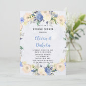 Bleke Gele Stusty Blue Peony Floral Wedding Shower Kaart (Staand voorkant)