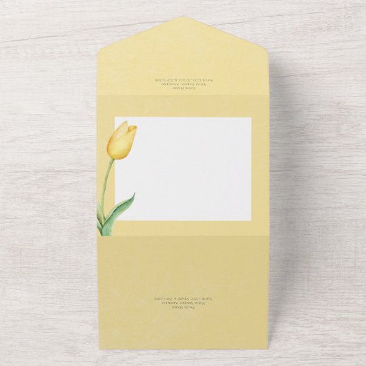 Bleke gele tulp solo modern diner all in one uitnodiging (Buitenkant)