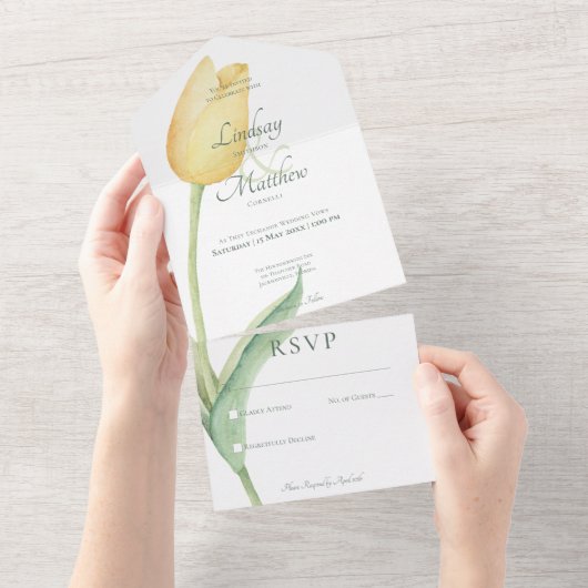 Bleke gele tulp solo modern geen diner all in one uitnodiging (Afscheurbaar)