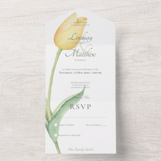 Bleke gele tulp solo modern geen diner all in one uitnodiging (Binnen)