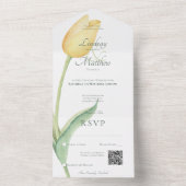 Bleke gele tulp solo roze moderne QR-code All In One Uitnodiging (Binnen)
