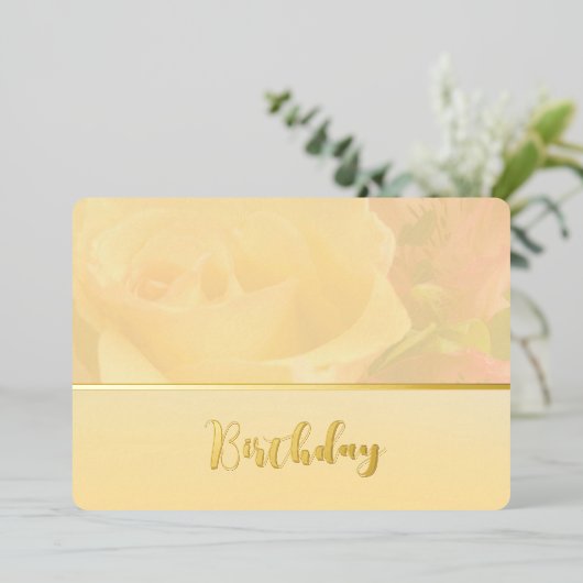 Bleke Gele Verjaardag Folie Uitnodiging (Staand Voorkant)