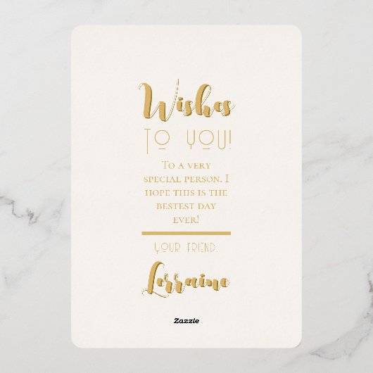 Bleke Gele Verjaardag Folie Uitnodiging (Achterkant)