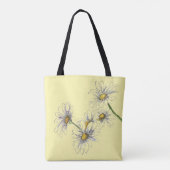 Bleke Gele Waterverf Daisy Design op Tote Bag (Achterkant)