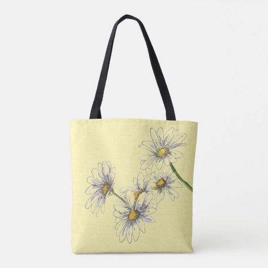 Bleke Gele Waterverf Daisy Design op Tote Bag (Achterkant)