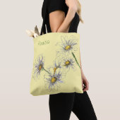 Bleke Gele Waterverf Daisy Design op Tote Bag (Dichtbij)