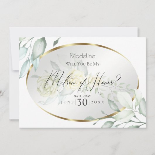 Bleke Gele Waterverf Rozen Matron of Honor Kaart (Voorkant)
