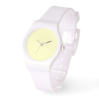 Bleke gele wijzerplaat witte siliconen horloge