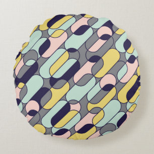 Bleke Geometrische kleuren: Retropatroon Rond Kussen