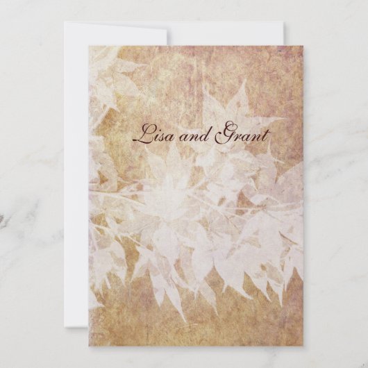 Bleke Ghost Leaves Wedding Invitations Kaart (Achterkant)