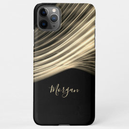 Bleke Gold Curved Light Rays, Gold Script Name iPhone 11Pro Max Hoesje