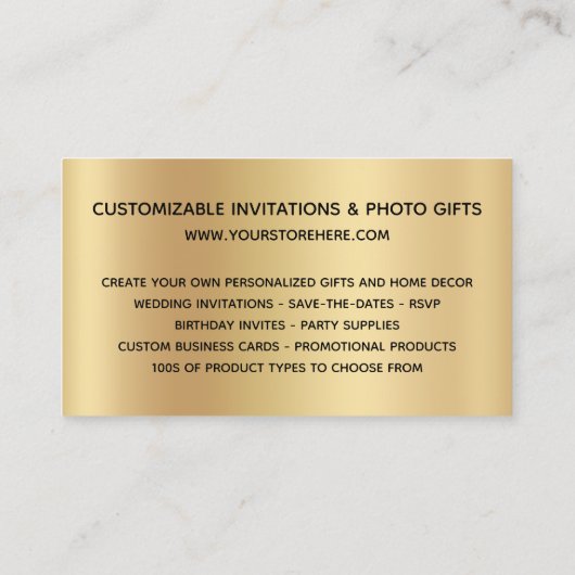 Bleke Gold Glitter-schijven Ombre Online-winkel Visitekaartje (Achterkant)