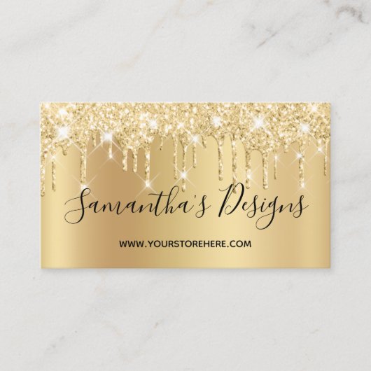 Bleke Gold Glitter-schijven Ombre Online-winkel Visitekaartje (Voorkant)