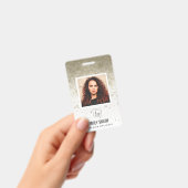 BLEKE GOUD GLITTER WERKNEMER FOTO BARCODE NAAM BADGE (Handheld)