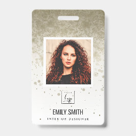 BLEKE GOUD GLITTER WERKNEMER FOTO BARCODE NAAM BADGE