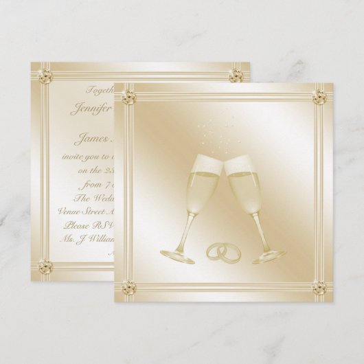 Bleke goudbruine bruistjes en sapphires Wedding Kaart (Voorkant / Achterkant)